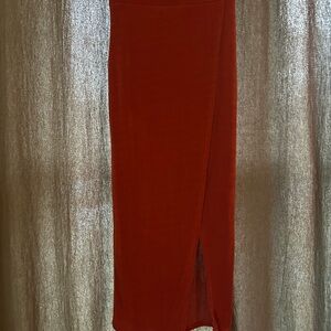Chic Burnt Orange Pencil Slinky Skirt